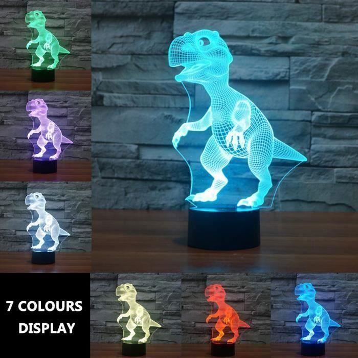 LED-Nachtlicht für Kinder, 3D-Dinosaurierlampe, Nachttischlampe mit 7 wechselnden Farben, Stimmungsleuchte für Wohn- und Schlafzimmer