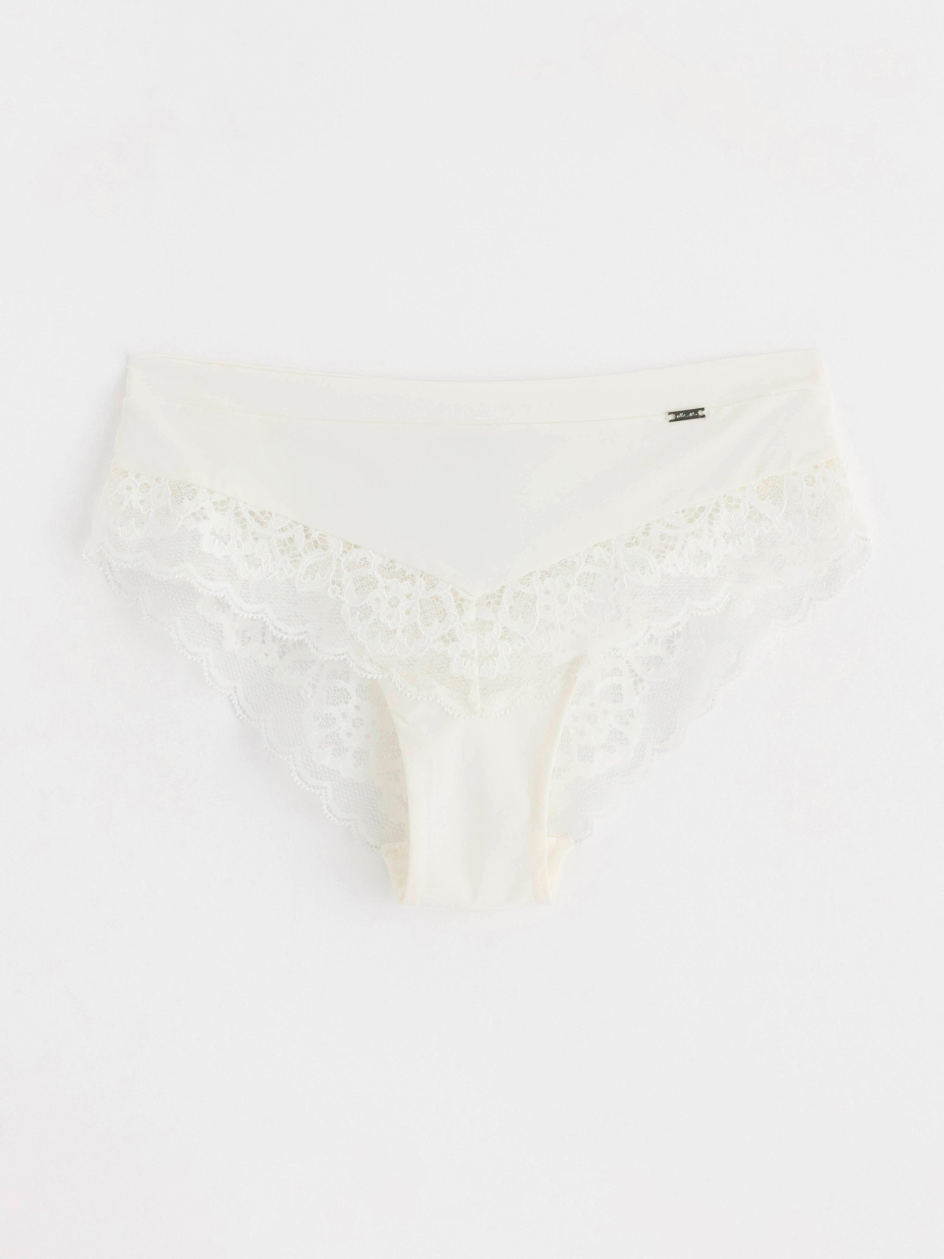 ella m – Brazilian trosa low waist med spets Light White