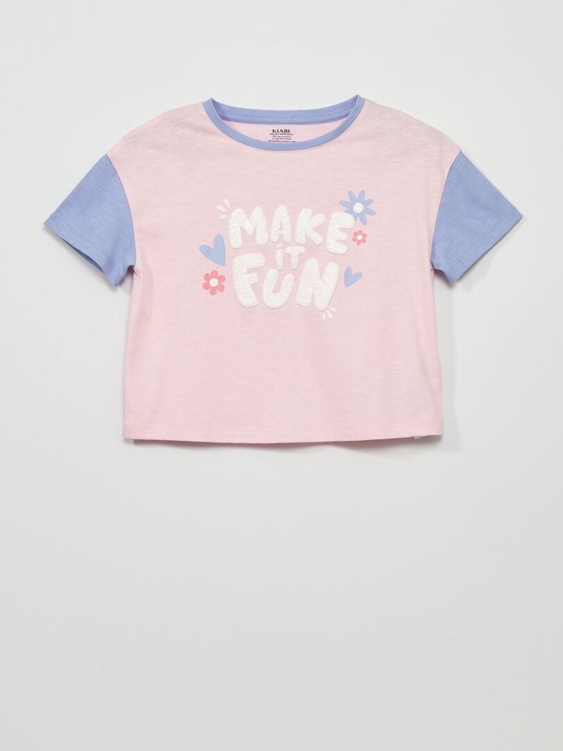 Camiseta estampada de cuello redondo - ROSA