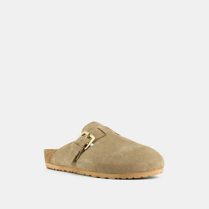 Mules à talons ouverts  en croute beige