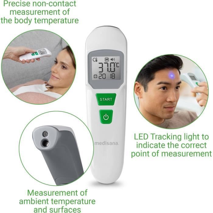 Thermometer - MEDISANA - TM 760 - Contactloos - Nauwkeurige meting met LED-display - Hoorbaar signaal - Geheugenfunctie - Gecertificeerd medisch hulpmiddel