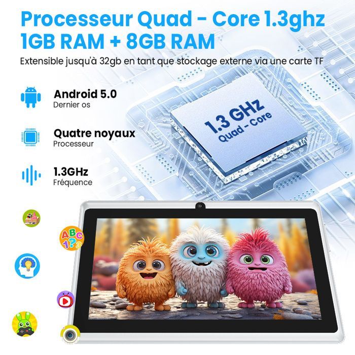 4GB 512MB Touchscreen Tablet for Kids, Unisex Gift for Girls and Boys #4