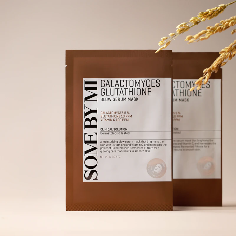Rozjasňujúca pleťová maska Some By Mi Galactomyces Glutathione Glow Serum Mask pre citlivú a suchú pleť.