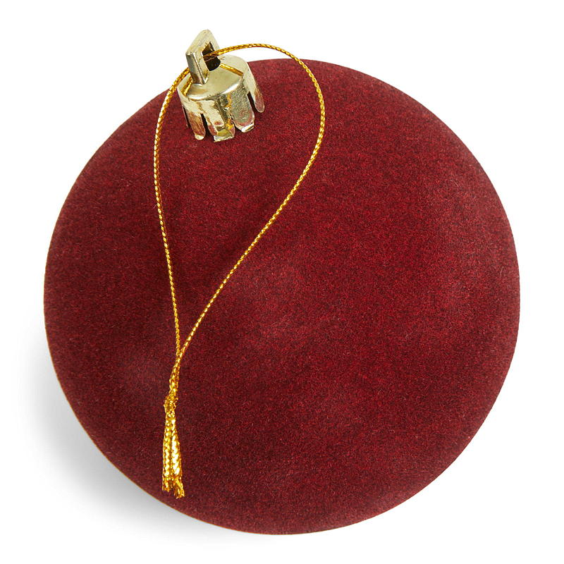 Boules de Noël pour la maison, lot de 4, 8 cm, velours bordeaux