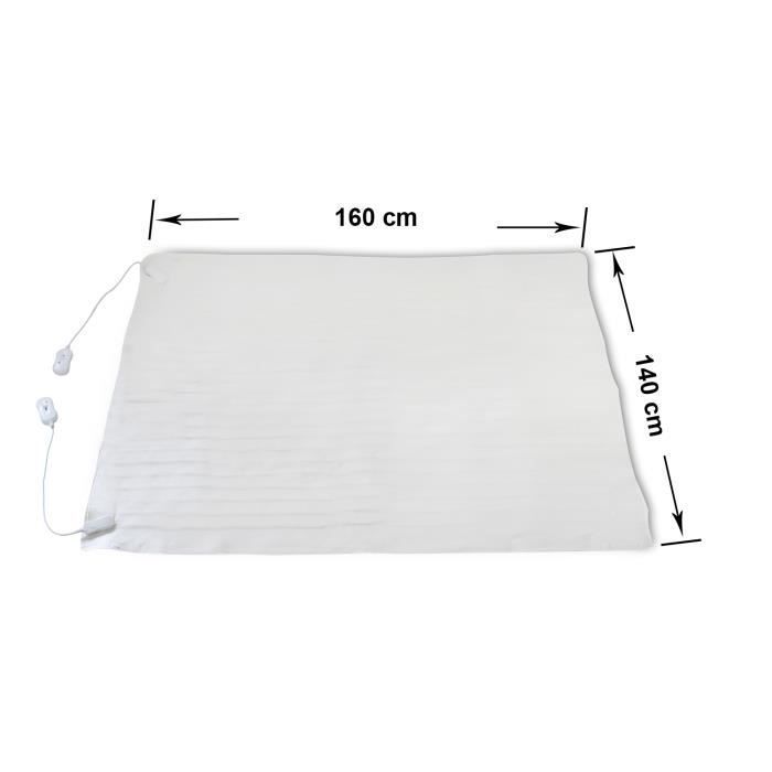 Surmatelas Chauffant Double - SOTECH - 160 x 140 cm - 2x60W - Blanc - 3 niveaux de chauffage