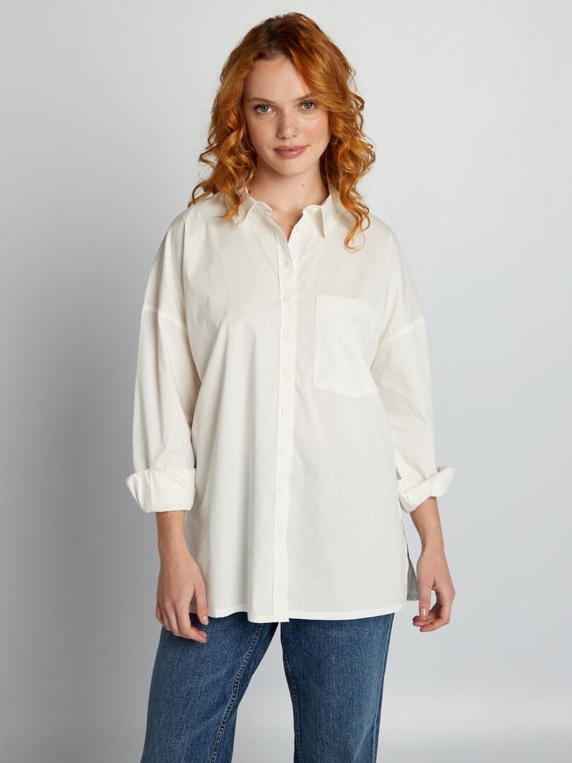 Oversized poplin overhemd - wit