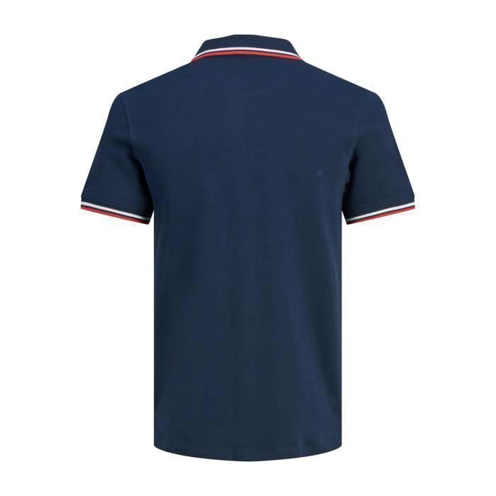 Poloshirt - Jack & Jones - Paulos - Marineblau/Grau/Rot - Schmale Passform - Kurze Ärmel