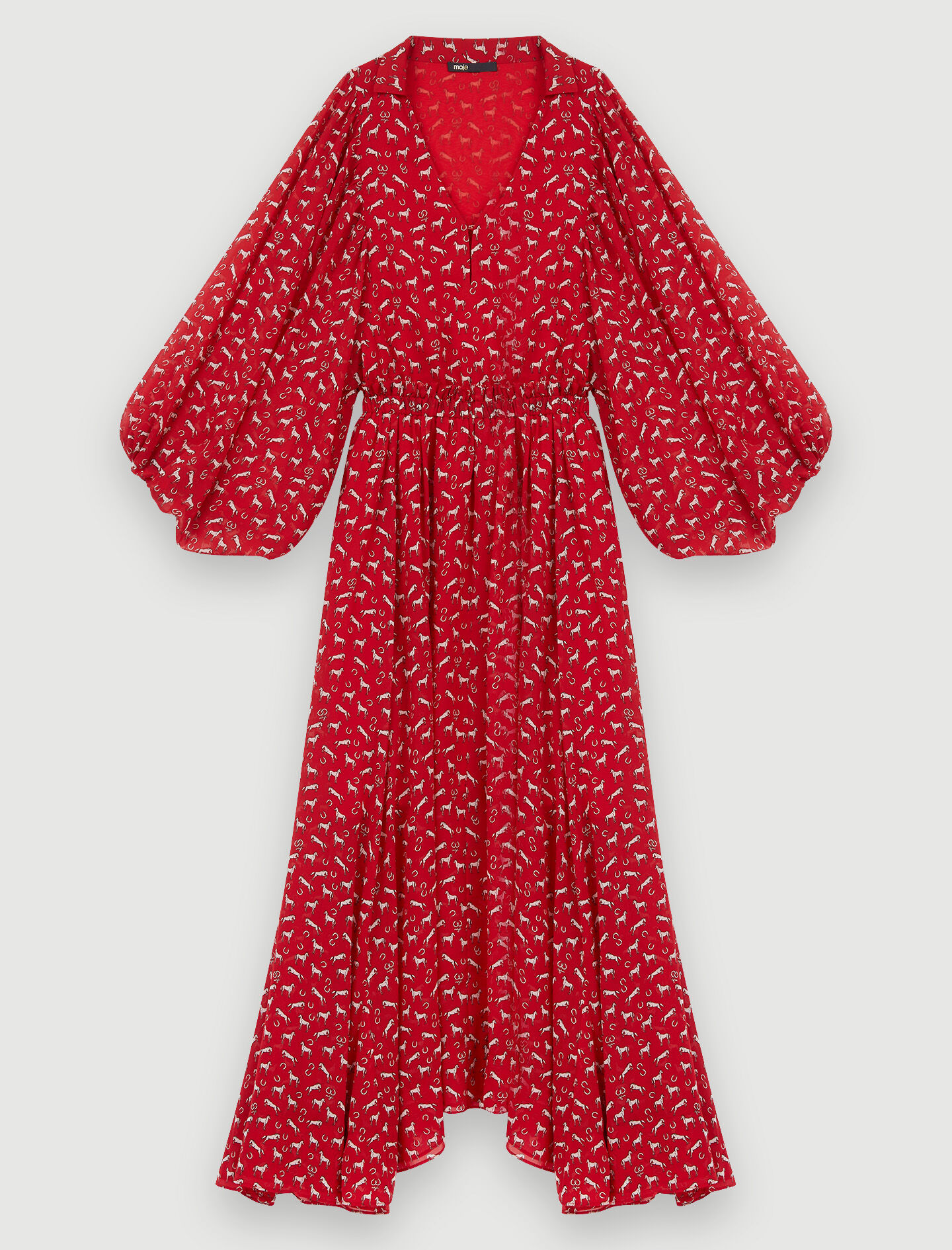 Bedrukte mousseline jurk - Chevaux Rouge