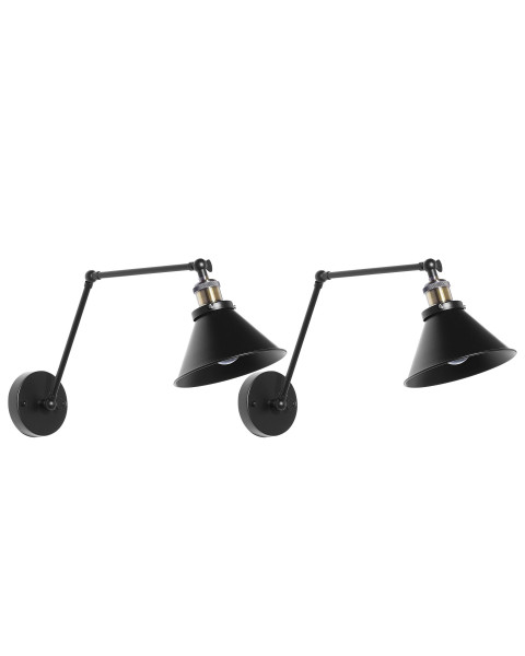 Zestaw 2 lamp ściennych regulowany czarny