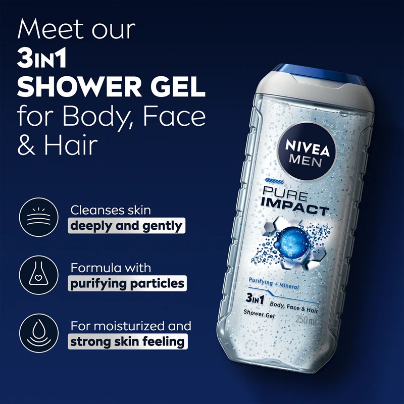 NIVEA MEN Pure Impact гел за туширање за мушкарце