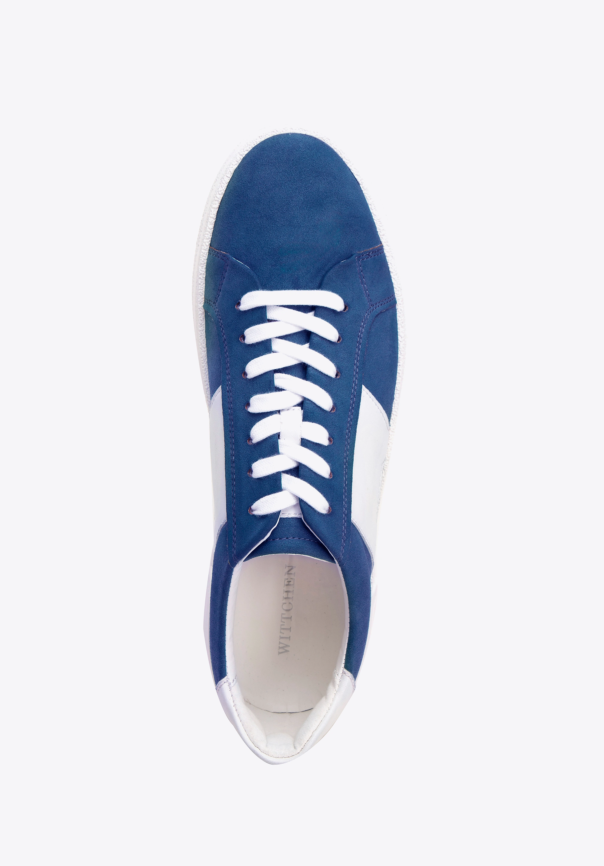 Męskie sneakersy z kontrastową podeszwą granatowe
