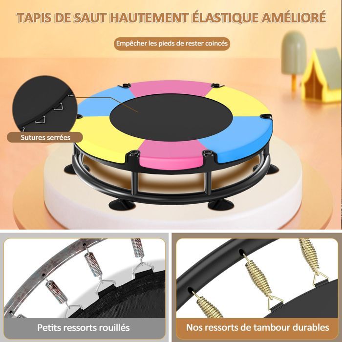 Trampolino per bambini - Ø150 cm - Rete di sicurezza rialzata - Telaio in acciaio zincato - Accessori inclusi