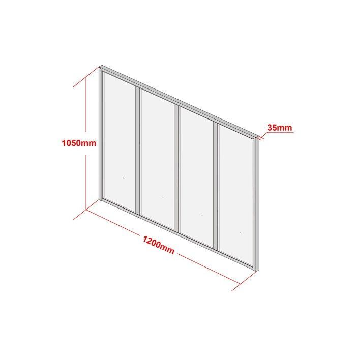 Mampara de cristal de aluminio con recubrimiento en polvo, estilo taller - 120x105 cm - Negro - BAYVIEW