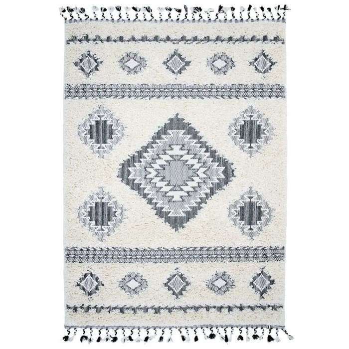 Tapis berbère à effet relief crème 120x170