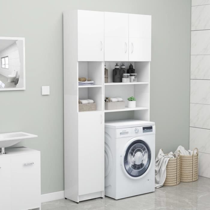 626&{HOME} Mueble columna blanco para baño 32x25,5x190 cm Mueble de aglomerado para baño, cocina - 32 x 25,5 x 190 cm