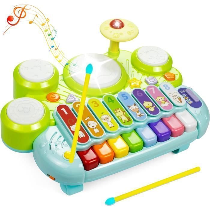 Juguetes musicales, set de xilófono y piano 3 en 1, apto para niños de 1 a 3 años.