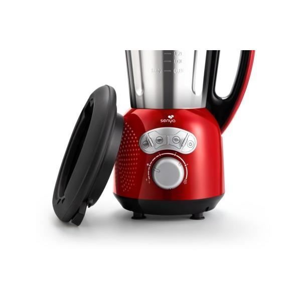 SENYA Blender chauffant avec Panier Vapeur 2L - 1400W - Rouge - Cook & Ice V3