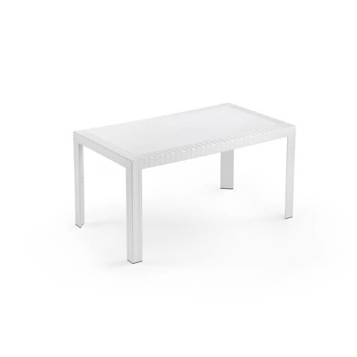 Mesa de jardim retangular Urano - 6 lugares - 140 x 80 x 72,4 cm - Branca