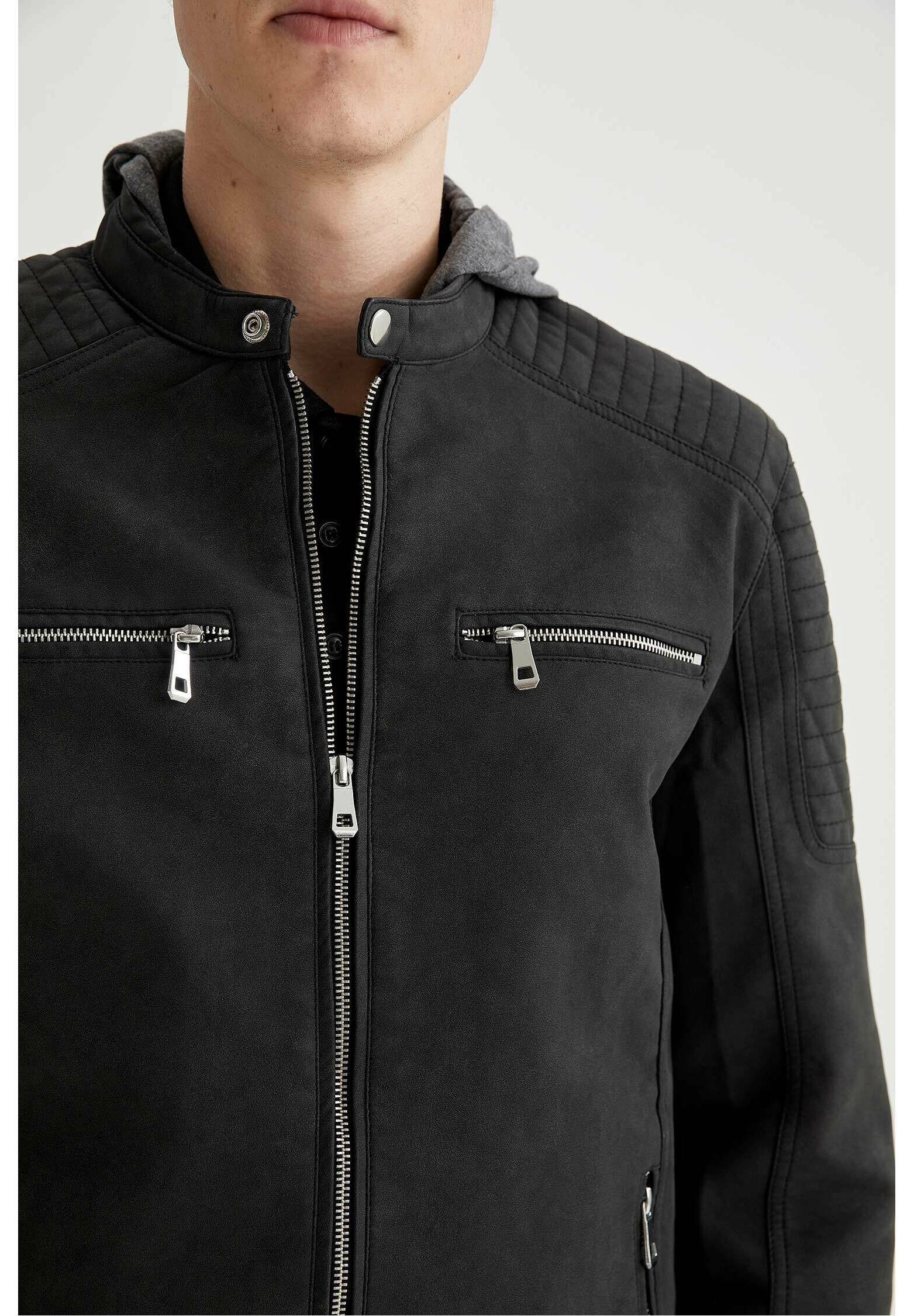 Veste en similicuir DeFacto - anthracite