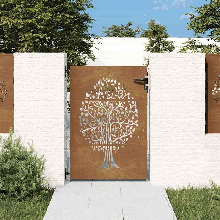Cancello da giardino in acciaio Corten - vidaXL - 85x150 cm - Arrugginito - Acciaio Corten - Design tagliato al laser