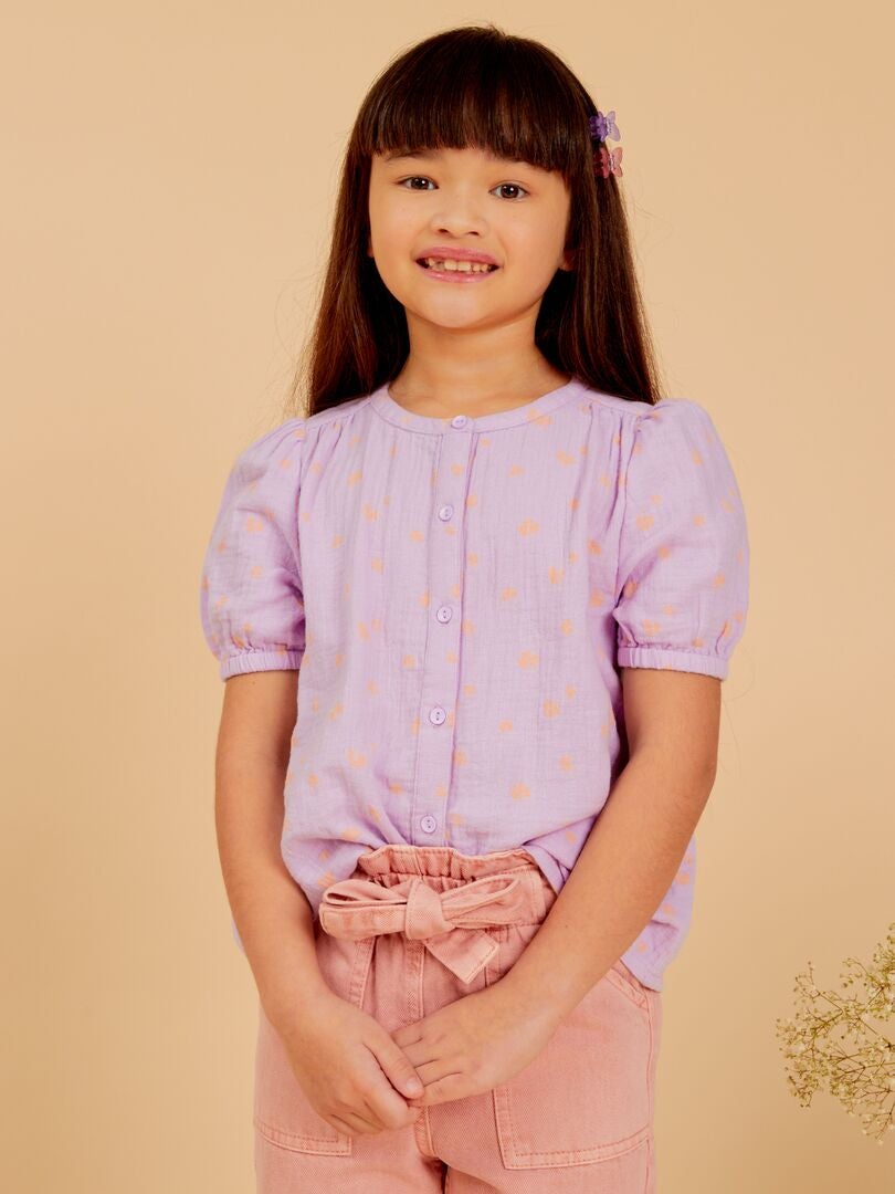 Blusa de gaze de algodão - ROXA