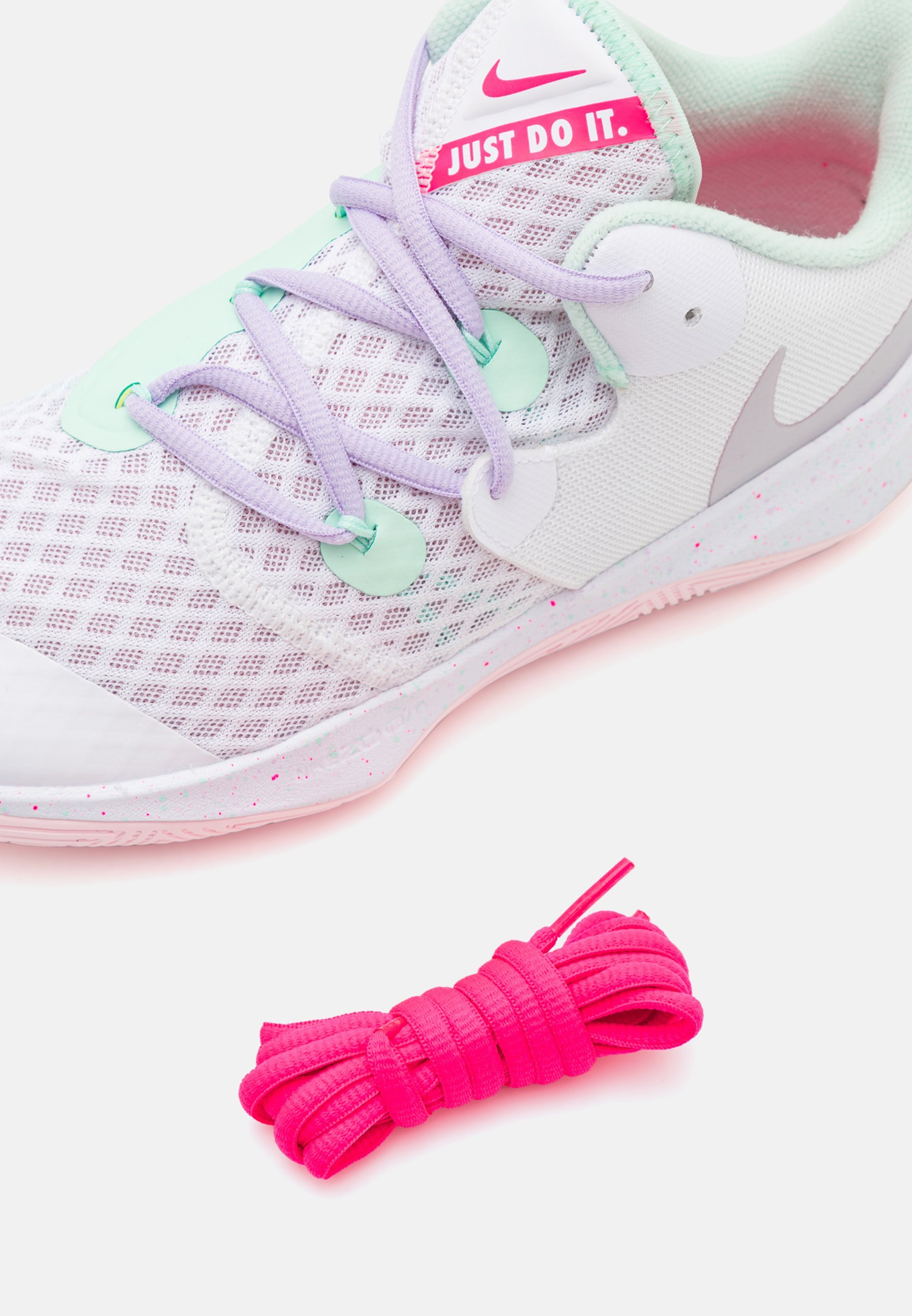 Scarpe da pallamano Nike Performance ZOOM HYPERSPEED COURT SE UNISEX - bianco/menta/grigio violetto nebbia/rosa