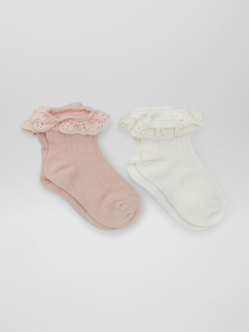 Juego de 2 pares de calcetines con volantes - ROSA