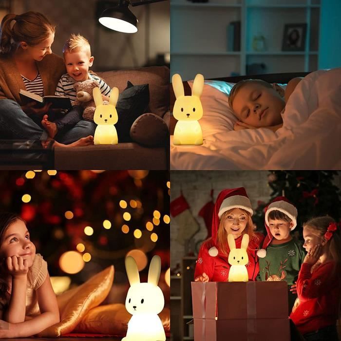 Veilleuse Lapin Tactile 7 Couleurs - HAUTSTORE - USB Rechargeable - Décoration Noël Chambre Enfant