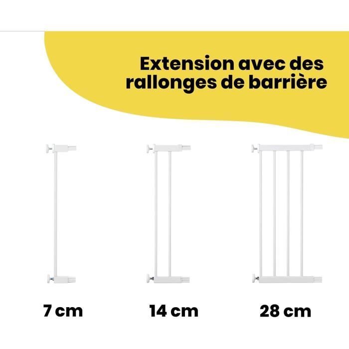 SAFETY 1ST Cancelletto di sicurezza per bambini 73-80 cm, bianco, in metallo, con chiusura automatica e 4 punti di pressione.