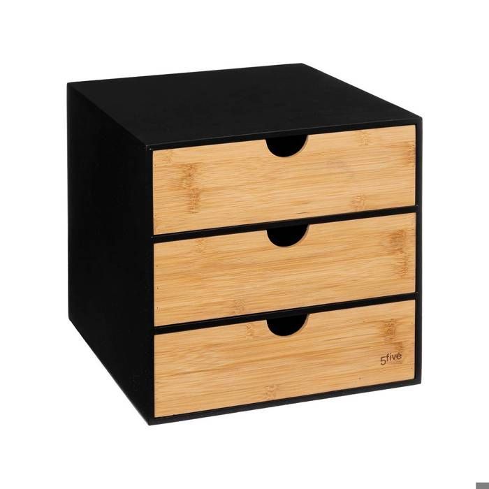 Rangement 3 tiroirs bambou 