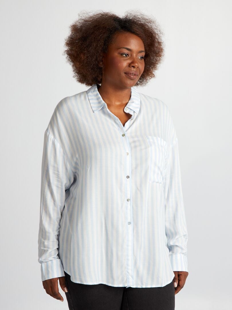 Blusa de rayas suaves - AZUL