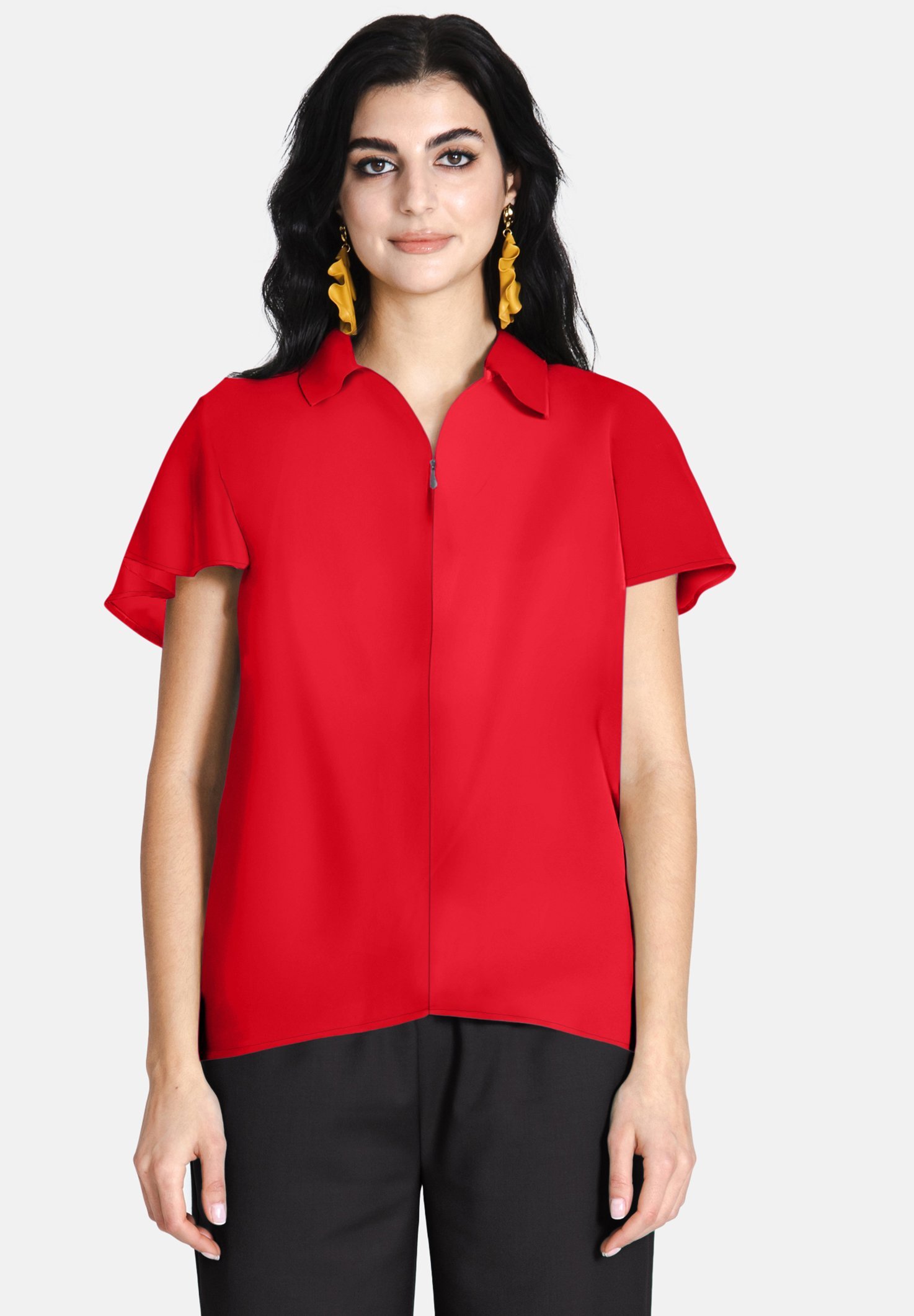 Jascha Stockholm Bluse mit Knopfleiste – rot