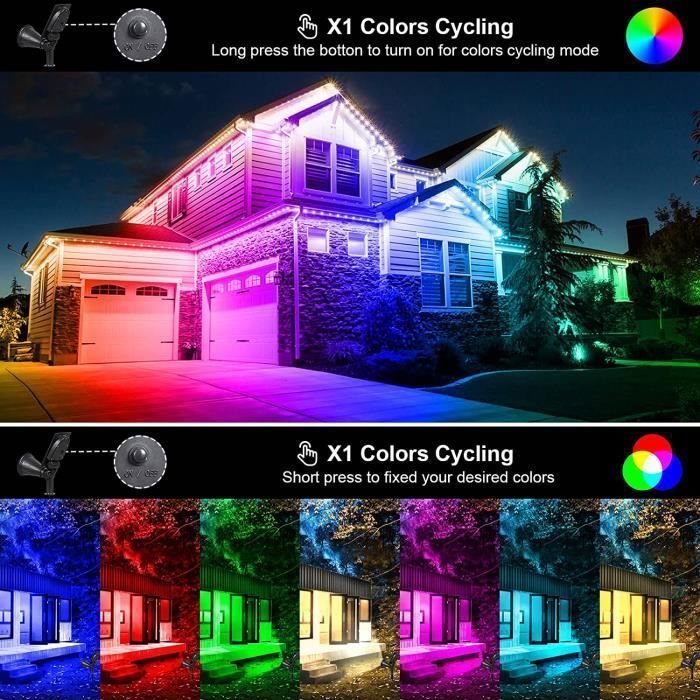 Refletor solar colorido para exterior, ideal para jardim, com 7 cores e projetor refletor solar colorido.