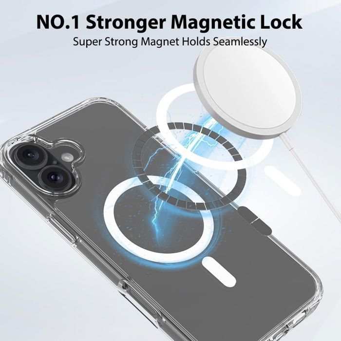 Capa protetora para iPhone 17 - BOOLING - Resistente a impactos - Transparente - 2 películas de vidro temperado - Anel magnético