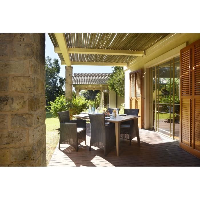 Mesa ALLIBERT GARDEN LIMA 160x100cm - Cappuccino + 4 Sillones MONTANA Grafito - Resina