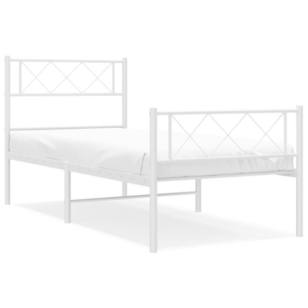 Łóżko Metalowe Rama Łóżka Ze Stelażem Do Pokoju Sypialni Biała 80x200 cm
