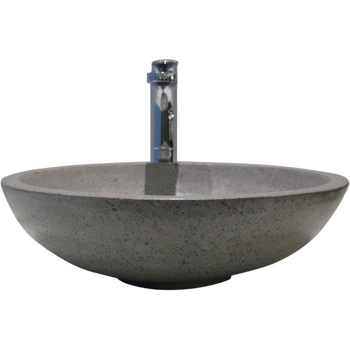 Lavatório de bancada PETRA - Cinza - 44cm - Terrazzo - Sem ladrão - ONDEE