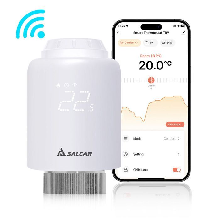 SALCAR WiFi Direct Connected Thermostatic Head Compatible with Amazon Alexa & Google Assistant No Gateway
