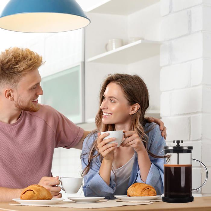 Cafetera de émbolo francesa, 5 tazas, 600 ml, jarra francesa para café de filtro, espresso y té con triple filtro.