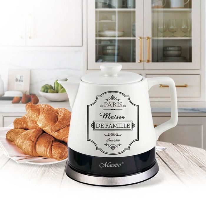 Bouilloire électrique - Maestro - 1L - Céramique - 1000W - Base rotative 360°