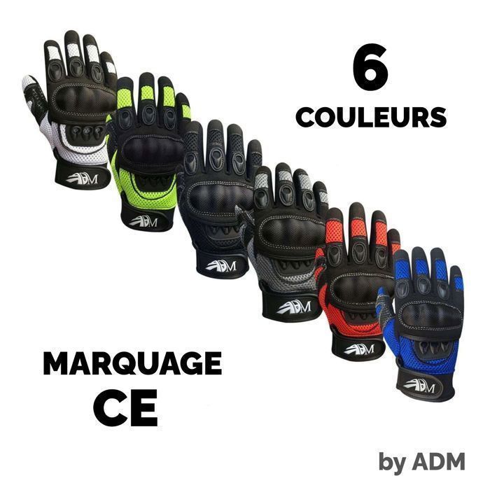 Guantes de moto ADM para hombre, homologados CE, para verano/entre estaciones, antideslizantes, transpirables, negros, tallas S, M, L, XL, XXL