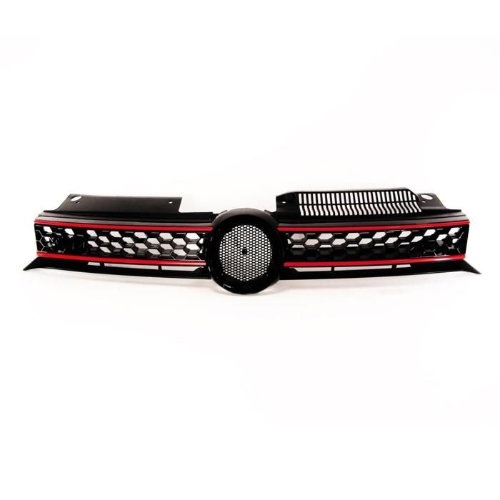 Frontgrill ABS VW Golf 6 fra 2008 til 2012 Sort - Rød, uten emblem - 41177531