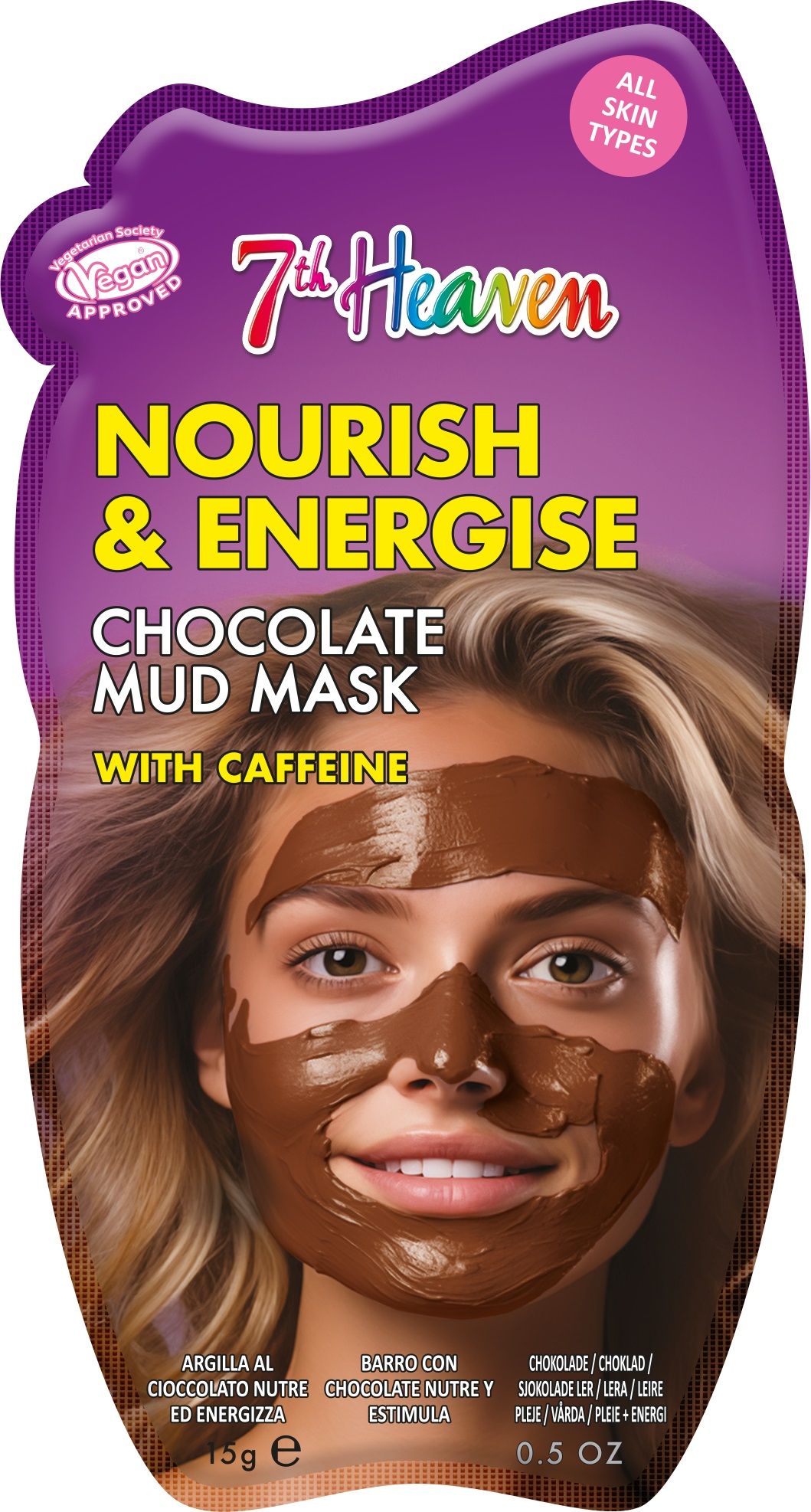 „Nourish & Energise“ maitinamoji ir gaivinanti veido kaukė su šokoladu ir kofeinu. Veido kaukės