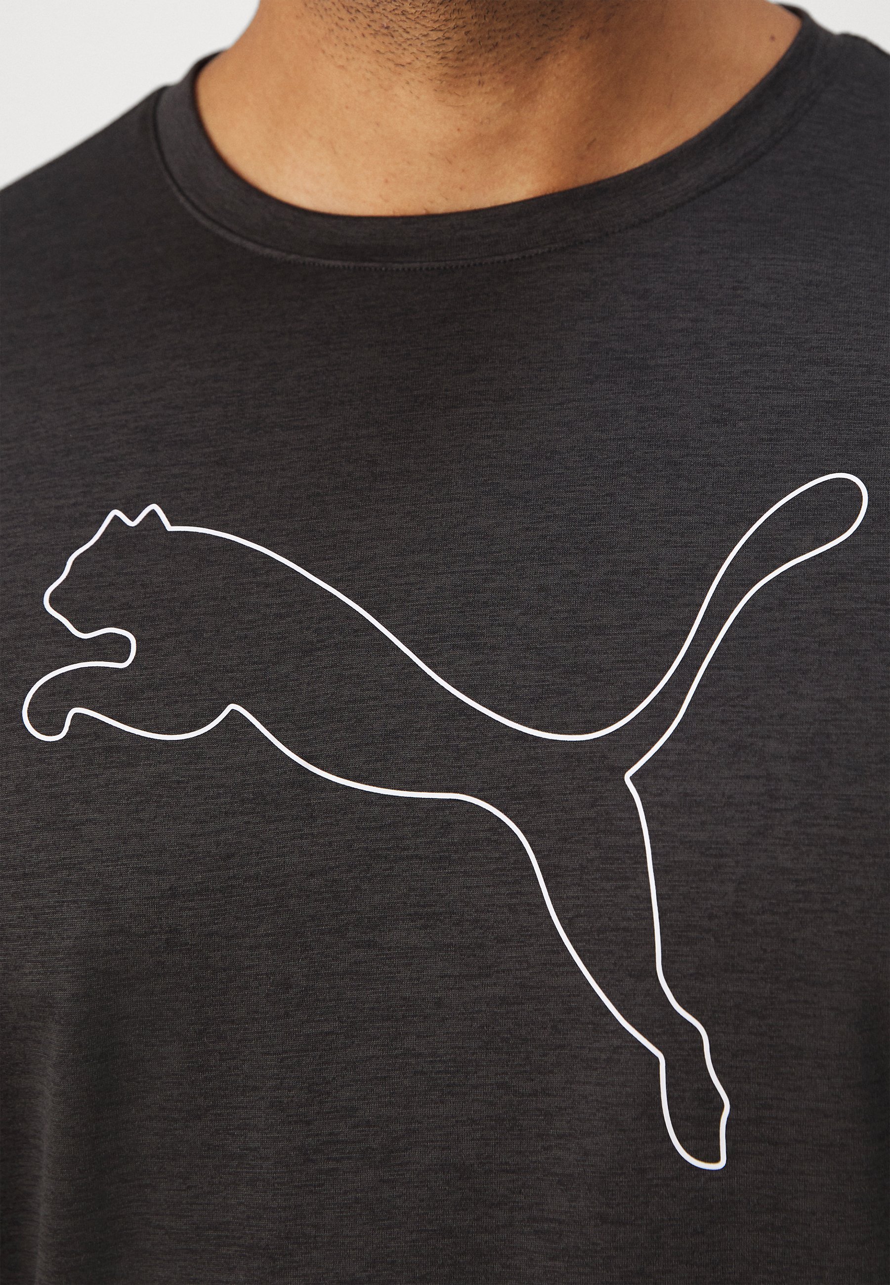 Puma ESSENTIAL CAT TEE - Sport-T-Shirt - Schwarz meliert