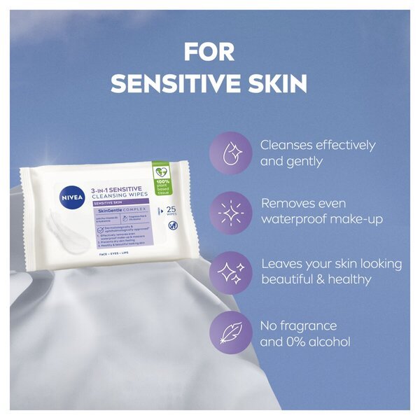 NIVEA 3-u-1 Sensitive maramice za čišćenje<br>25 komada - Osjetljiva koža