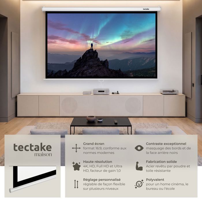 TECTAKE - Pantalla de proyección Cinema de 84