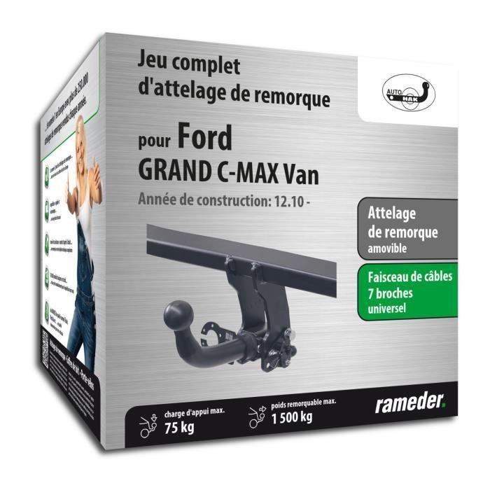 Enganche de remolque desmontable AUTO-HAK para furgoneta Ford GRAND C-MAX, incluye arnés de cableado de 7 pines - Año de fabricación