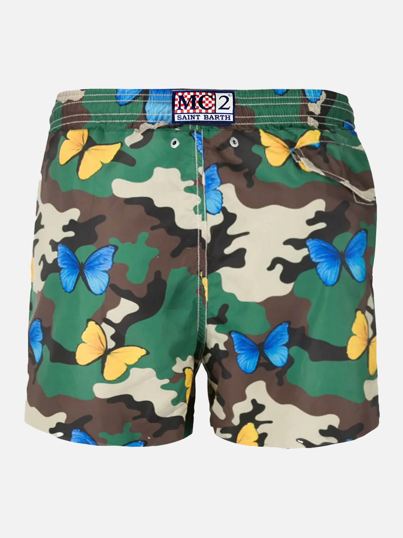 Costume da bagno da uomo in tessuto leggero stampa farfalla e camoufla