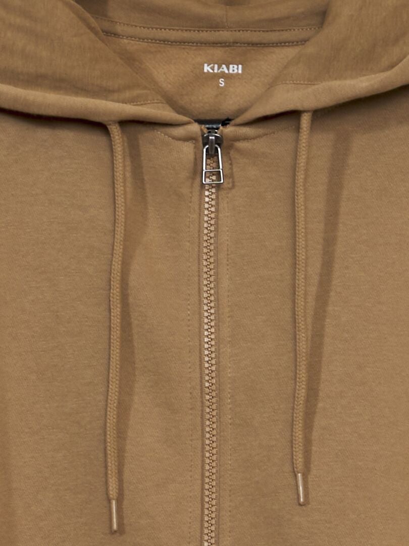 Trui met rits van fleece - BEIGE