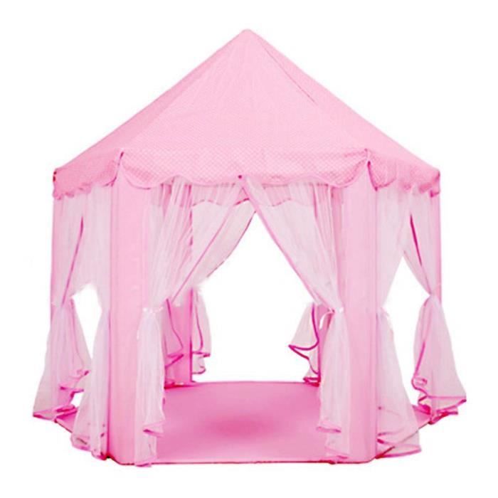 Tenda de Brincar Princesa Rosa - SHLK - Castelo Hexagonal - Tela de PVC - 140x135x140cm
